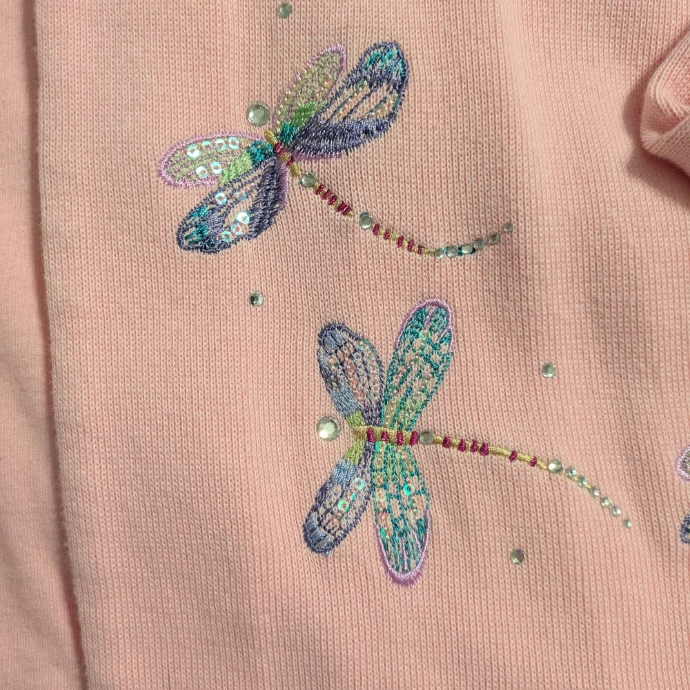Quacker Factory Pink Dragonfly Embroidered Sweater Cardigan Set - Picture 5 of 8